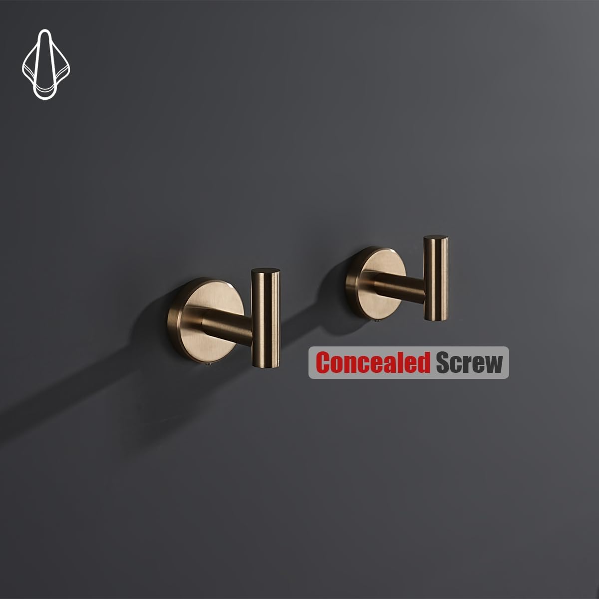 JQK Bathroom Towel Hook Champagne Bronze, Coat Robe Clothes Hook for Bathroom Wall Mounted (Pack of 4), SUS 304 Stainless Steel 0.8mm, TH100-CB-P4