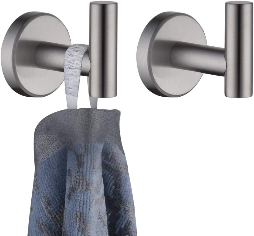 JQK Bathroom Towel Hook Champagne Bronze, Coat Robe Clothes Hook for Bathroom Wall Mounted (Pack of 4), SUS 304 Stainless Steel 0.8mm, TH100-CB-P4