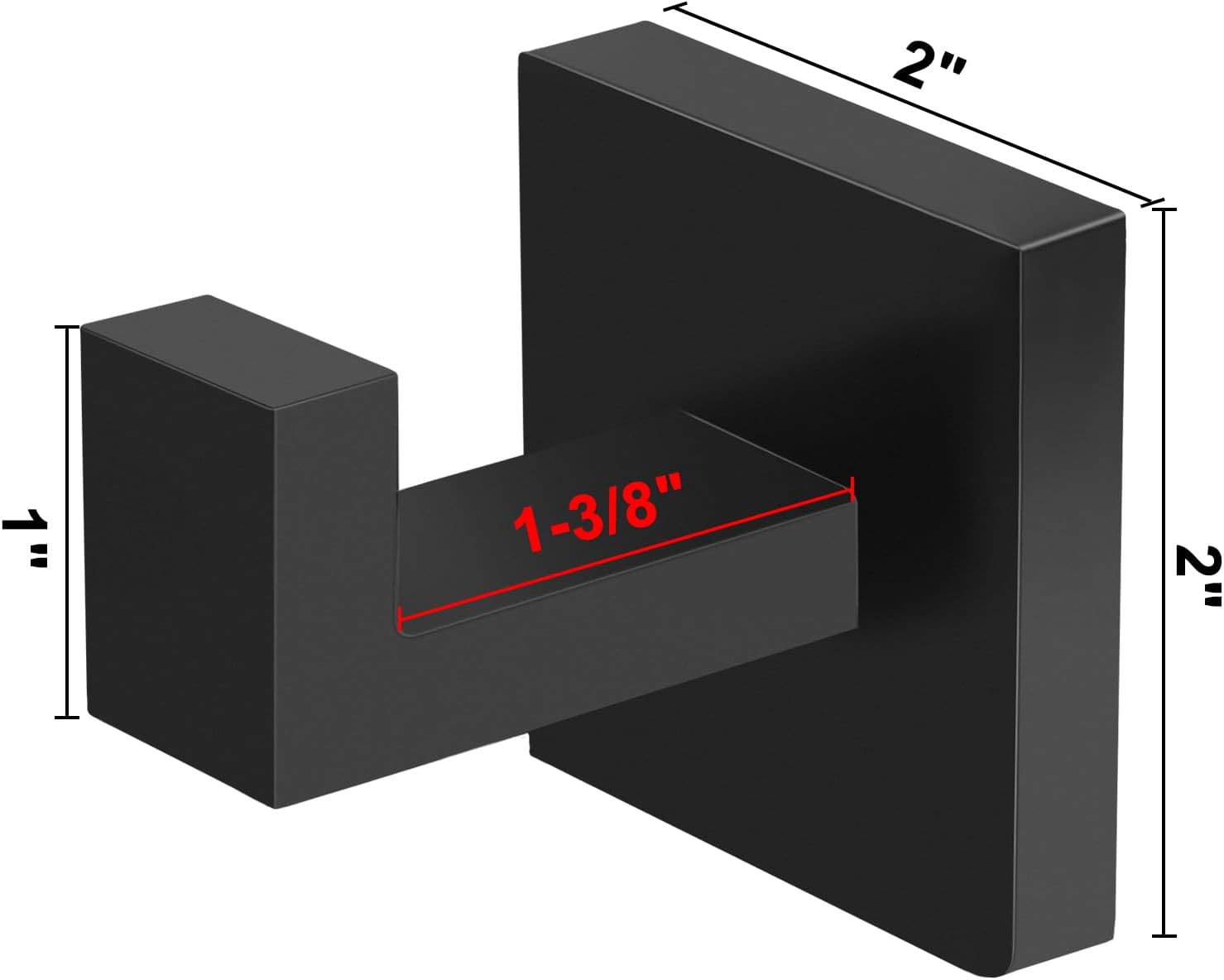 IBosins 16 Pack Towel Hooks Hand Towel Holder for Bathroom Wall Livingroom Bedroom Kitchen Closet Heavy Duty Stainless Steel Hook Hanger for Robe, Bath Towel, Coat (Square Matte Black)