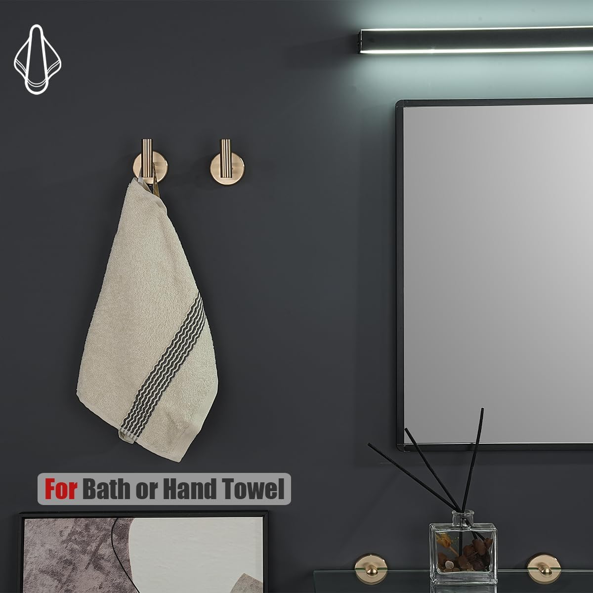 JQK Bathroom Towel Hook Champagne Bronze, Coat Robe Clothes Hook for Bathroom Wall Mounted (Pack of 4), SUS 304 Stainless Steel 0.8mm, TH100-CB-P4