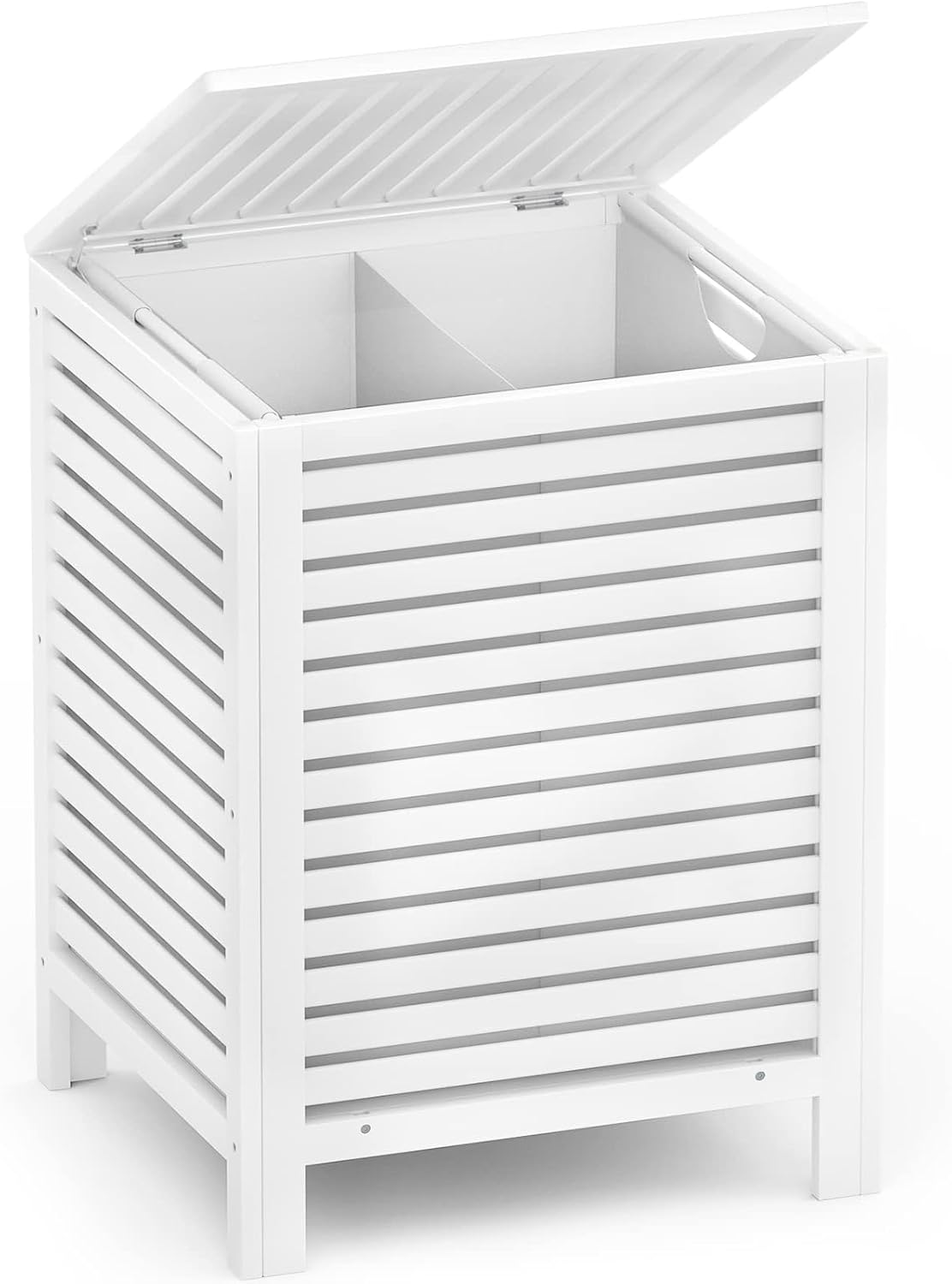 Homykic Bamboo Laundry Hamper with Lid, 120L Large Clothes Laundry Sorter with Removable 2-Section Liner Bag, Raised Laundry Basket Organizer for Clothing, Bathroom, Bedroom, Laundry Room, Natural