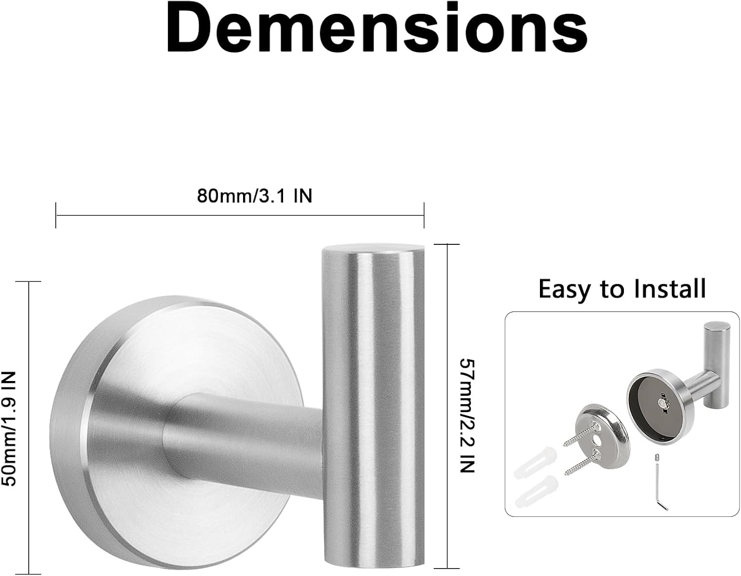 NearMoon Bath Towel Hooks- SUS 304 Stainless Steel Robe Hook Holder, Heavy Duty Coat Hook for Bathroom Livingroom Hotel Kitchen Garage, Wall Mounted (Brushed Nickel, 16 Pack)