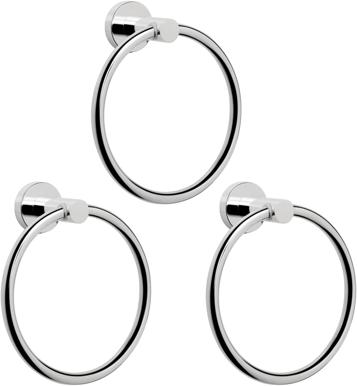 NearMoon Bath Towel Ring, Bathroom Hardware Accessories-Thicken Stainless Steel Hand Towel Holder for Bathroom, Modern Round Towel Hanger Wall Mounted (Chrome, 4 Pack)