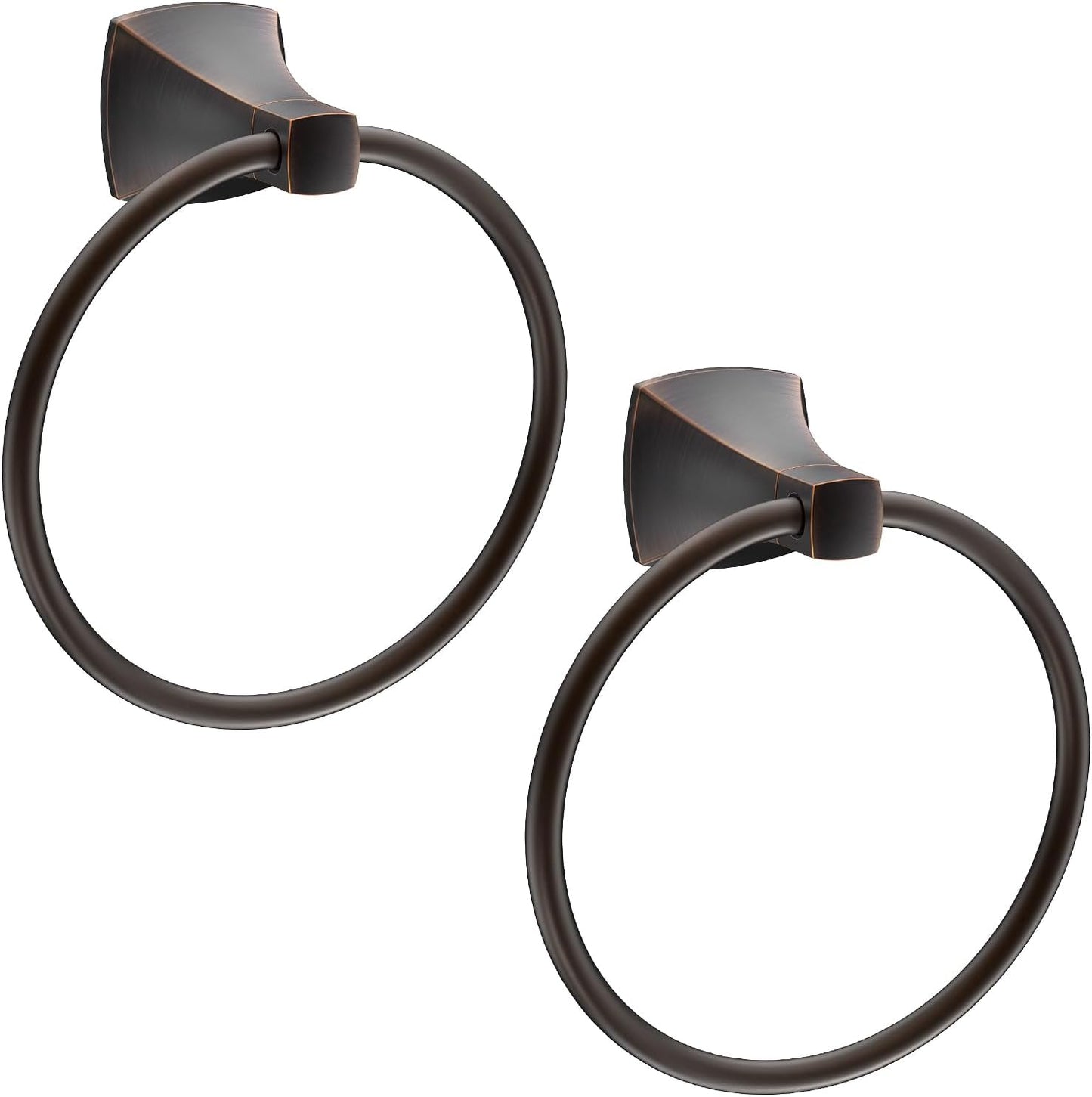 Hand Towel Holder for Bathroom Brushed Nickel Towel Ring Stainless Steel and Zinc Alloy Towel Hanger Wall Mount for Bath, Kitchen, 2 Pack