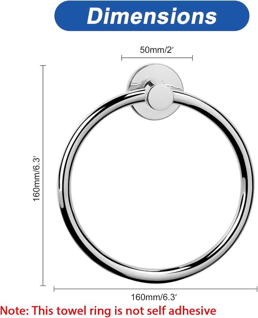 NearMoon Bath Towel Ring, Bathroom Hardware Accessories-Thicken Stainless Steel Hand Towel Holder for Bathroom, Modern Round Towel Hanger Wall Mounted (Chrome, 4 Pack)