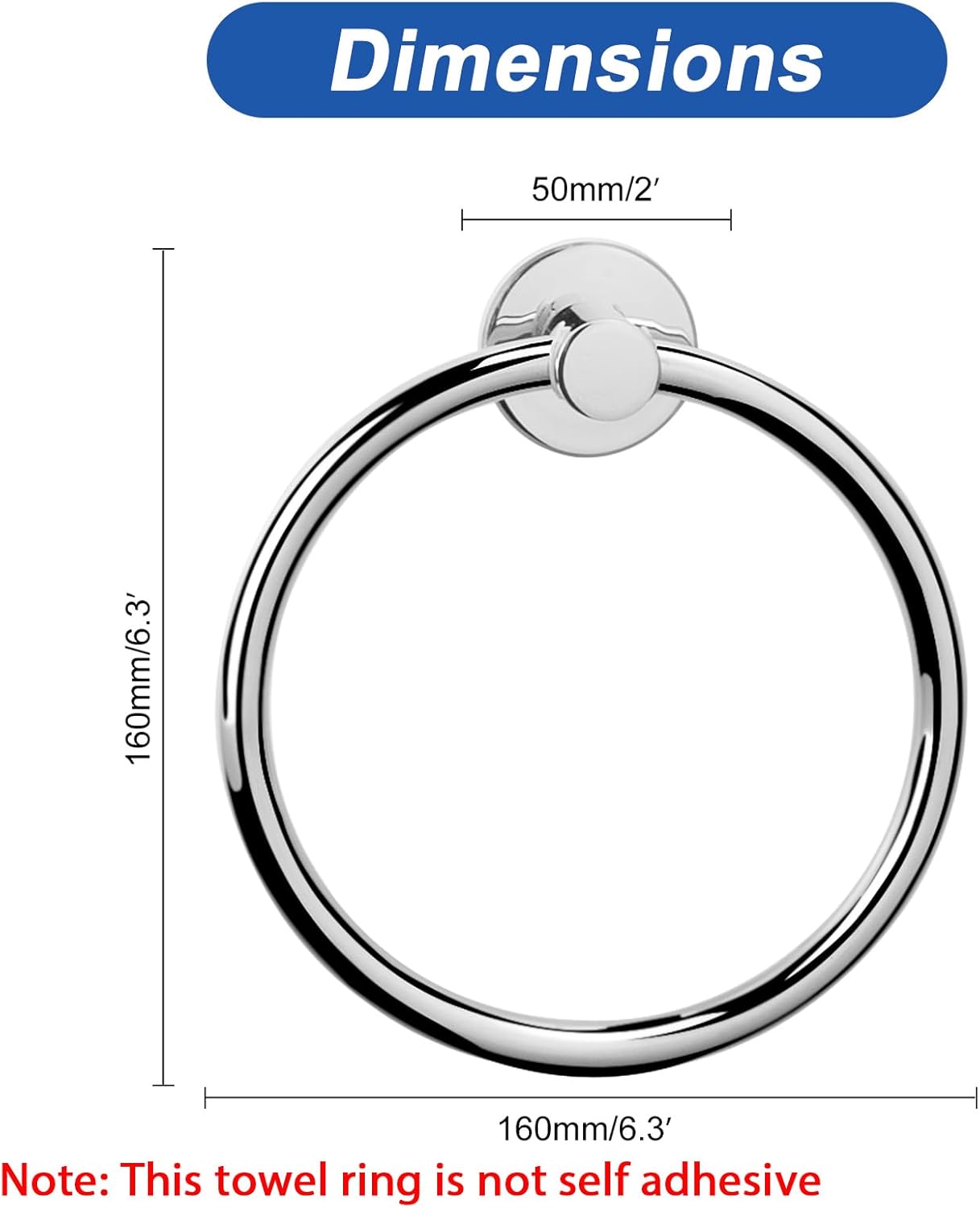 NearMoon Bath Towel Ring, Bathroom Hardware Accessories-Thicken Stainless Steel Hand Towel Holder for Bathroom, Modern Round Towel Hanger Wall Mounted (Chrome, 4 Pack)