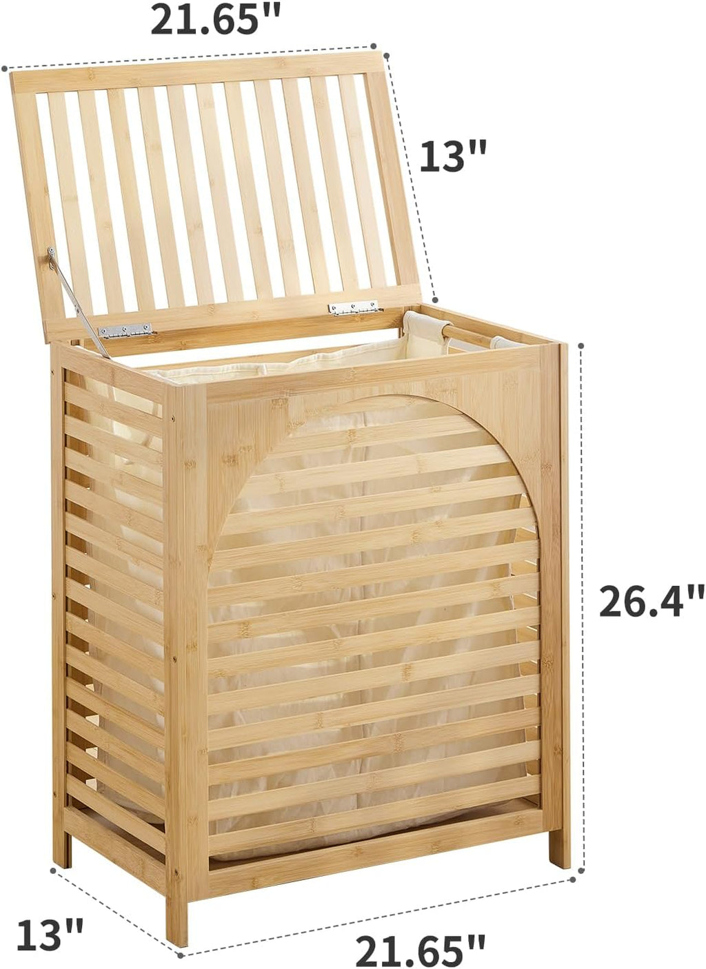 Laundry Hamper with Lid, Bamboo Clothes Laundry Basket with Handles, Removable 2-Section Liner bag, Hampers for Bedroom Aesthetic, Large Storage for Bath Towel, Sheets or Toys, Home (Natural)