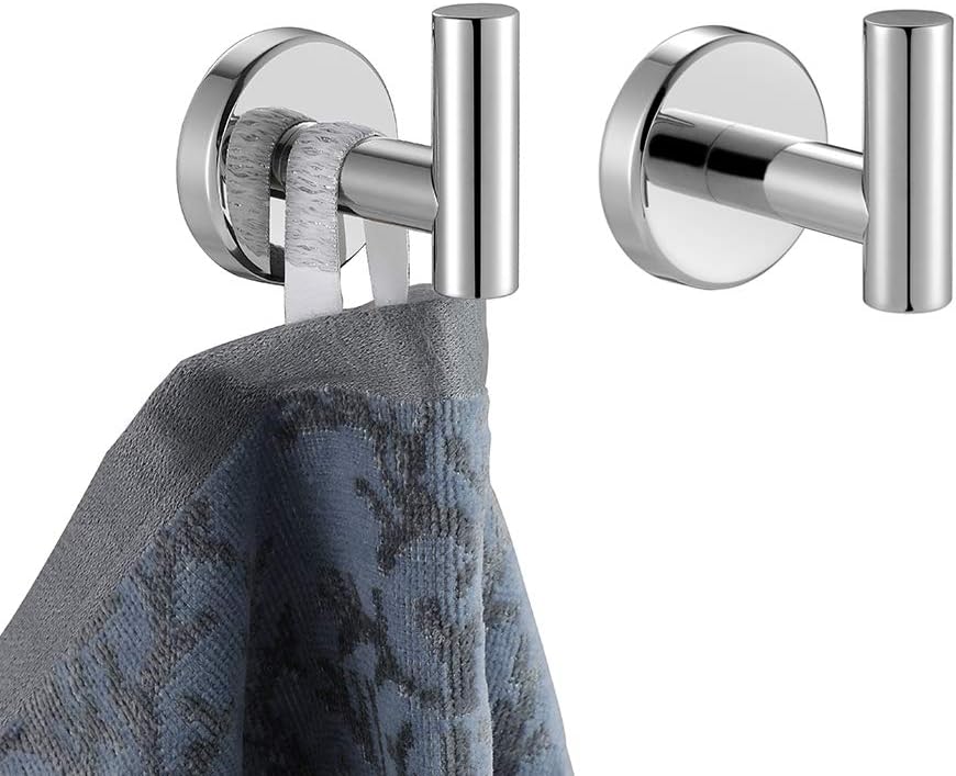 JQK Bathroom Towel Hook Champagne Bronze, Coat Robe Clothes Hook for Bathroom Wall Mounted (Pack of 4), SUS 304 Stainless Steel 0.8mm, TH100-CB-P4