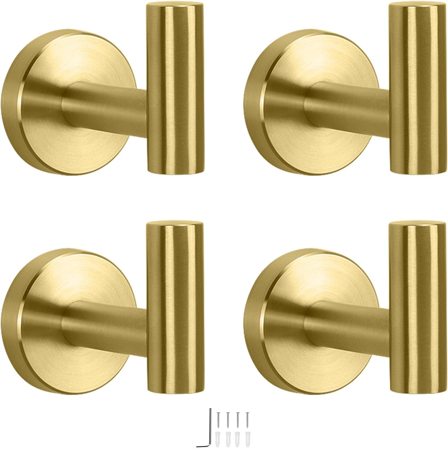 NearMoon Bath Towel Hooks- SUS 304 Stainless Steel Robe Hook Holder, Heavy Duty Coat Hook for Bathroom Livingroom Hotel Kitchen Garage, Wall Mounted (Brushed Nickel, 16 Pack)