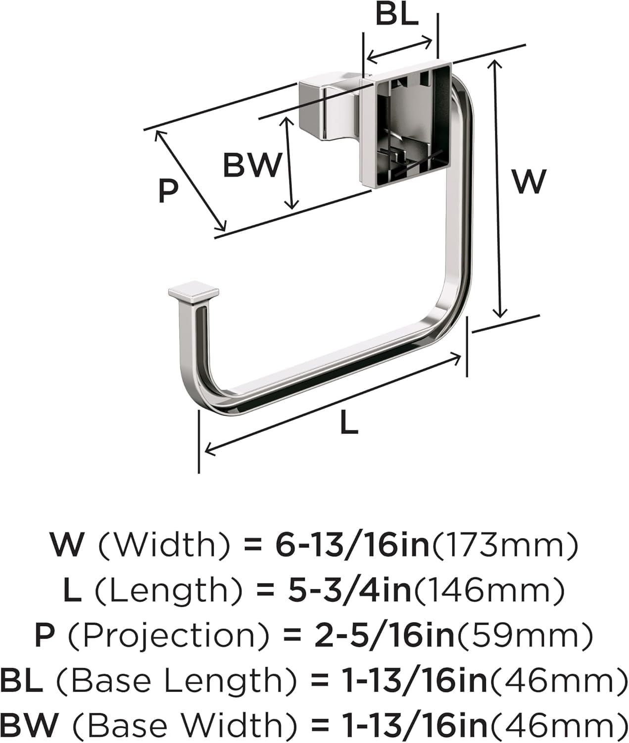 Amerock Mulholland Polished Nickel Open Towel Ring, BH36022PN