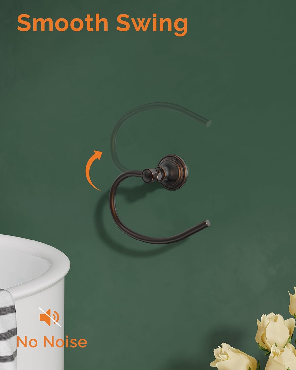 Towel Ring 2 Pack, Stainless Steel Hand Towel Holder for Bathroom Wall Mount, Heavy Duty Towel Hanger for Kitchen, Bath, RV (Oil Rubbed Bronze