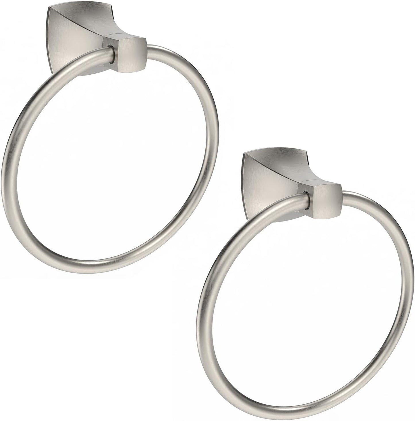 Hand Towel Holder for Bathroom Brushed Nickel Towel Ring Stainless Steel and Zinc Alloy Towel Hanger Wall Mount for Bath, Kitchen, 2 Pack