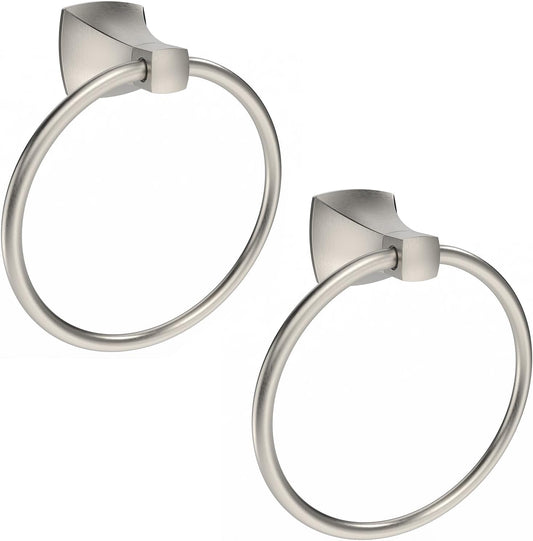 Hand Towel Holder for Bathroom Brushed Nickel Towel Ring Stainless Steel and Zinc Alloy Towel Hanger Wall Mount for Bath, Kitchen, 2 Pack