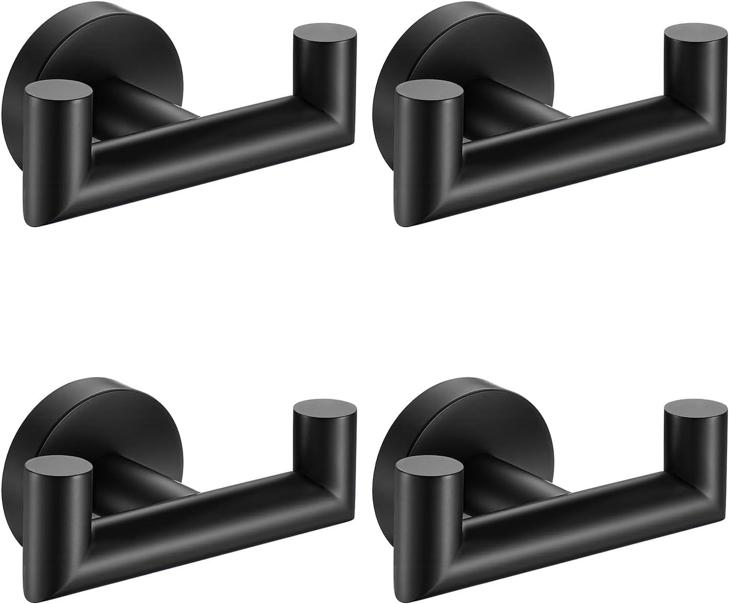 Towel Hooks For Bathrooms, Polished Chrome Towel Hook For Kitchen Bathroom, SUS304 Stainless Steel Coat Hook, Heavy Duty Double Holder Robe Hooks For Hanging Towels,Coats,Clothes,Wall Mount, 4 Pack