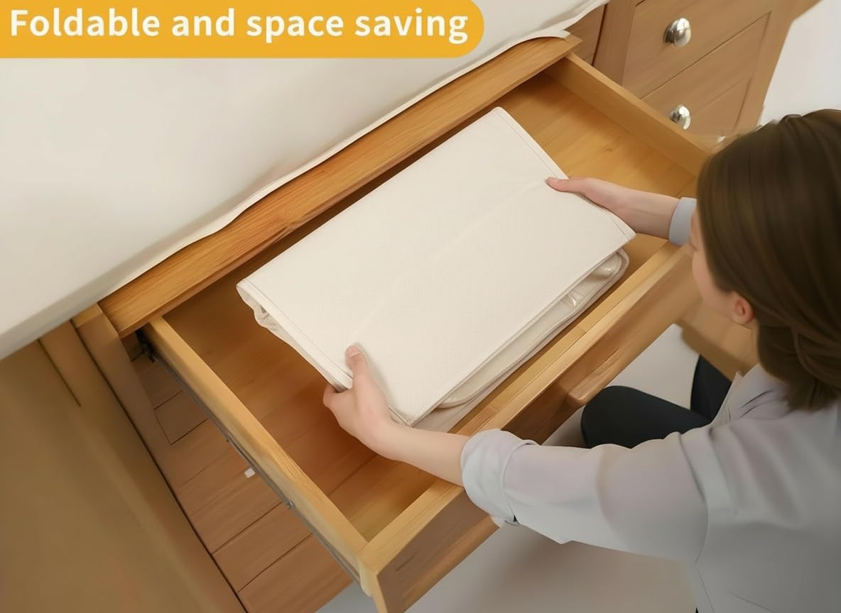 Soft Large Canvas Storage Bags with Zipper and Clear Window, Cotton Linen Storage for Pillows, Quilt, Blankets and Comforter, 80L, 4 Pack, Beige