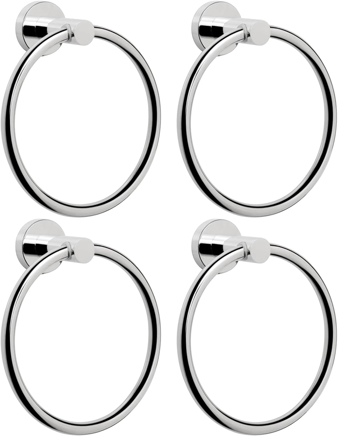 NearMoon Bath Towel Ring, Bathroom Hardware Accessories-Thicken Stainless Steel Hand Towel Holder for Bathroom, Modern Round Towel Hanger Wall Mounted (Chrome, 4 Pack)