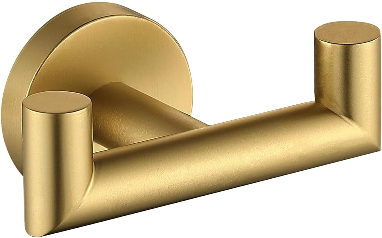 Towel Hooks For Bathrooms, Polished Chrome Towel Hook For Kitchen Bathroom, SUS304 Stainless Steel Coat Hook, Heavy Duty Double Holder Robe Hooks For Hanging Towels,Coats,Clothes,Wall Mount, 4 Pack