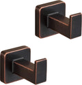 FORBATH Bronze Towel Hooks, Bathroom Robe Hook Wall Mounted, Oil Rubbed Bronze Square Wall Hat Coat Hooks 4 Pieces