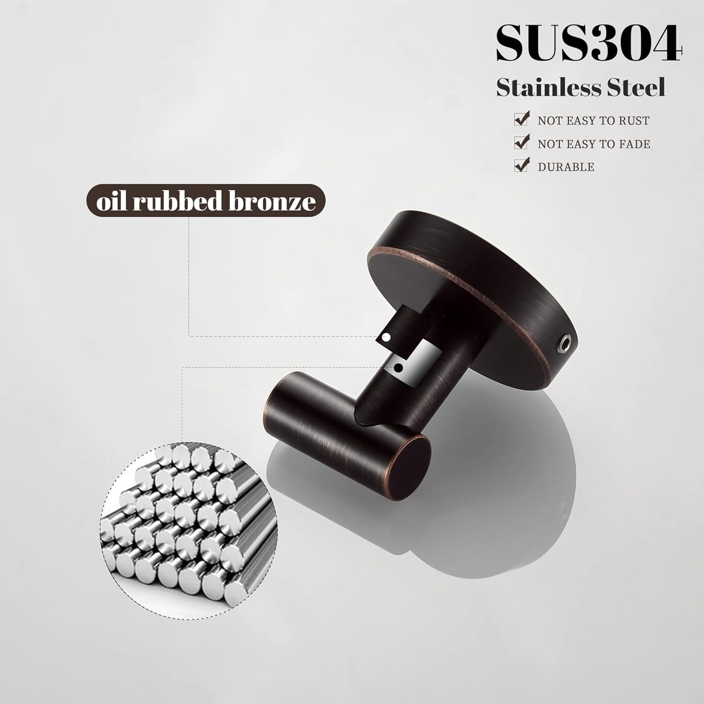 BigBig Home Bronze Towel Hooks, Bathroom Robe Hook Oil Rubbed, Bath Farmhouse Coat Clothes Hook Wall Mounted Rustic 4 Pack for Kitchen