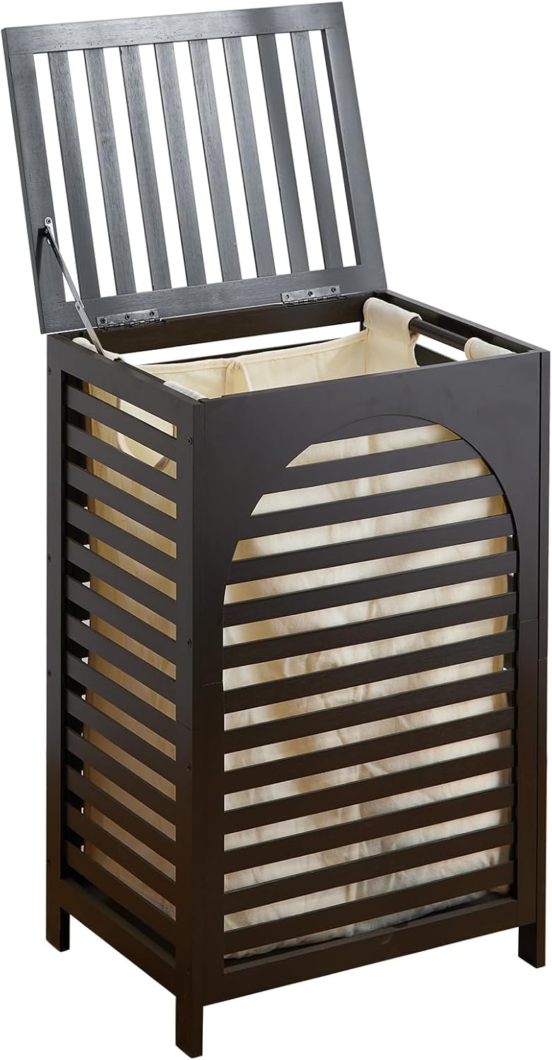 Laundry Hamper with Lid,Bamboo Large Waterproof Clothes Laundry Basket,Removable Washing Bags with Handles,clothes basket (Natural)