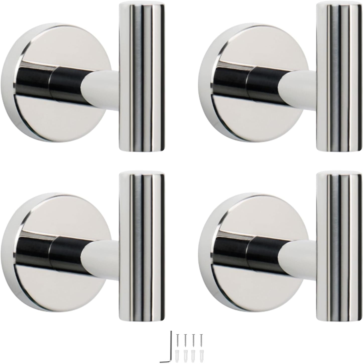 NearMoon Bath Towel Hooks- SUS 304 Stainless Steel Robe Hook Holder, Heavy Duty Coat Hook for Bathroom Livingroom Hotel Kitchen Garage, Wall Mounted (Brushed Nickel, 16 Pack)