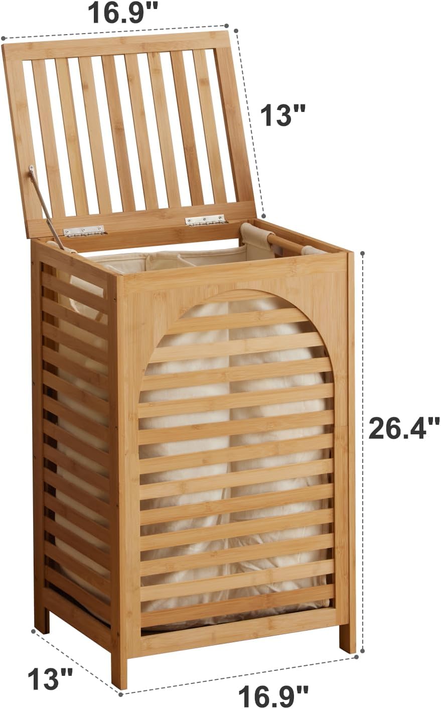 Laundry Hamper with Lid,Bamboo Large Waterproof Clothes Laundry Basket,Removable Washing Bags with Handles,clothes basket (Natural)