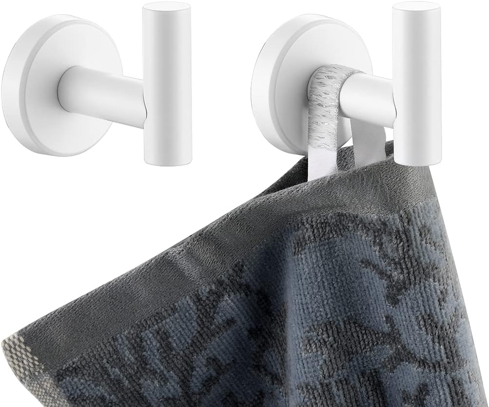 JQK Bathroom Towel Hook Champagne Bronze, Coat Robe Clothes Hook for Bathroom Wall Mounted (Pack of 4), SUS 304 Stainless Steel 0.8mm, TH100-CB-P4