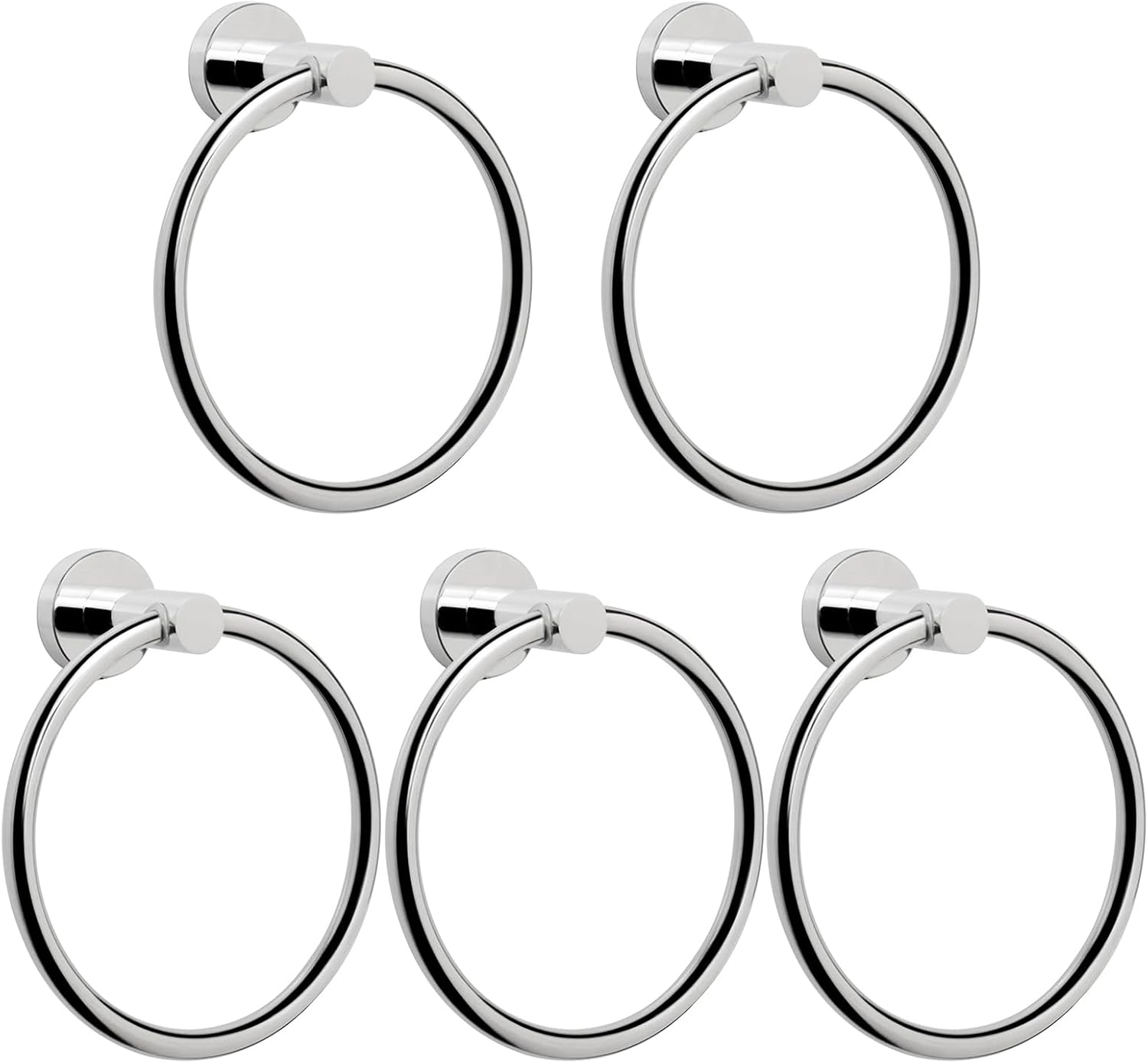 NearMoon Bath Towel Ring, Bathroom Hardware Accessories-Thicken Stainless Steel Hand Towel Holder for Bathroom, Modern Round Towel Hanger Wall Mounted (Chrome, 4 Pack)