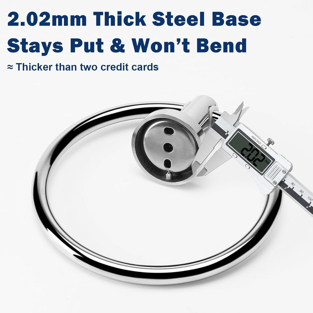 NearMoon Bath Towel Ring, Bathroom Hardware Accessories-Thicken Stainless Steel Hand Towel Holder for Bathroom, Modern Round Towel Hanger Wall Mounted (Chrome, 4 Pack)