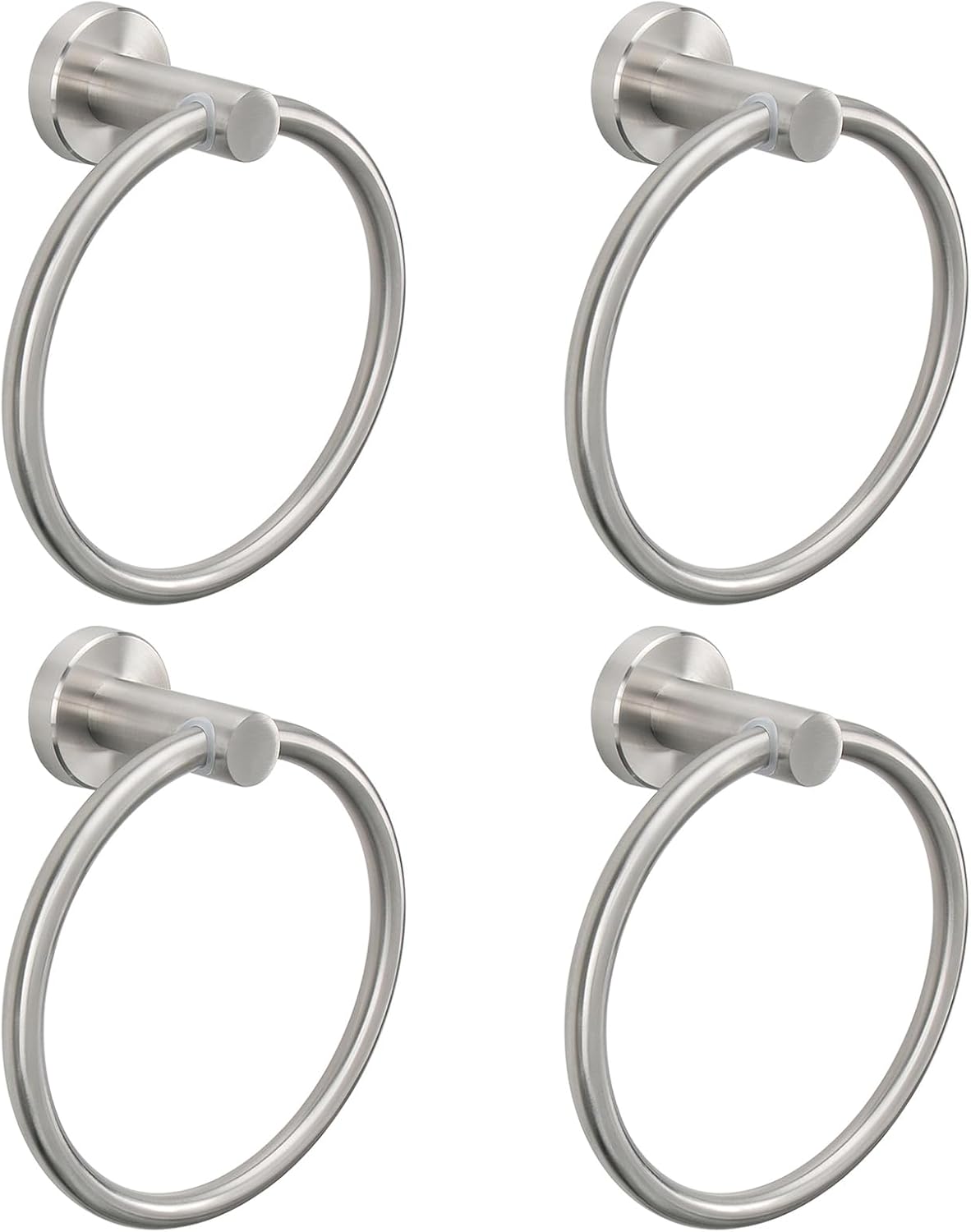 NearMoon Bath Towel Ring, Bathroom Hardware Accessories-Thicken Stainless Steel Hand Towel Holder for Bathroom, Modern Round Towel Hanger Wall Mounted (Chrome, 4 Pack)