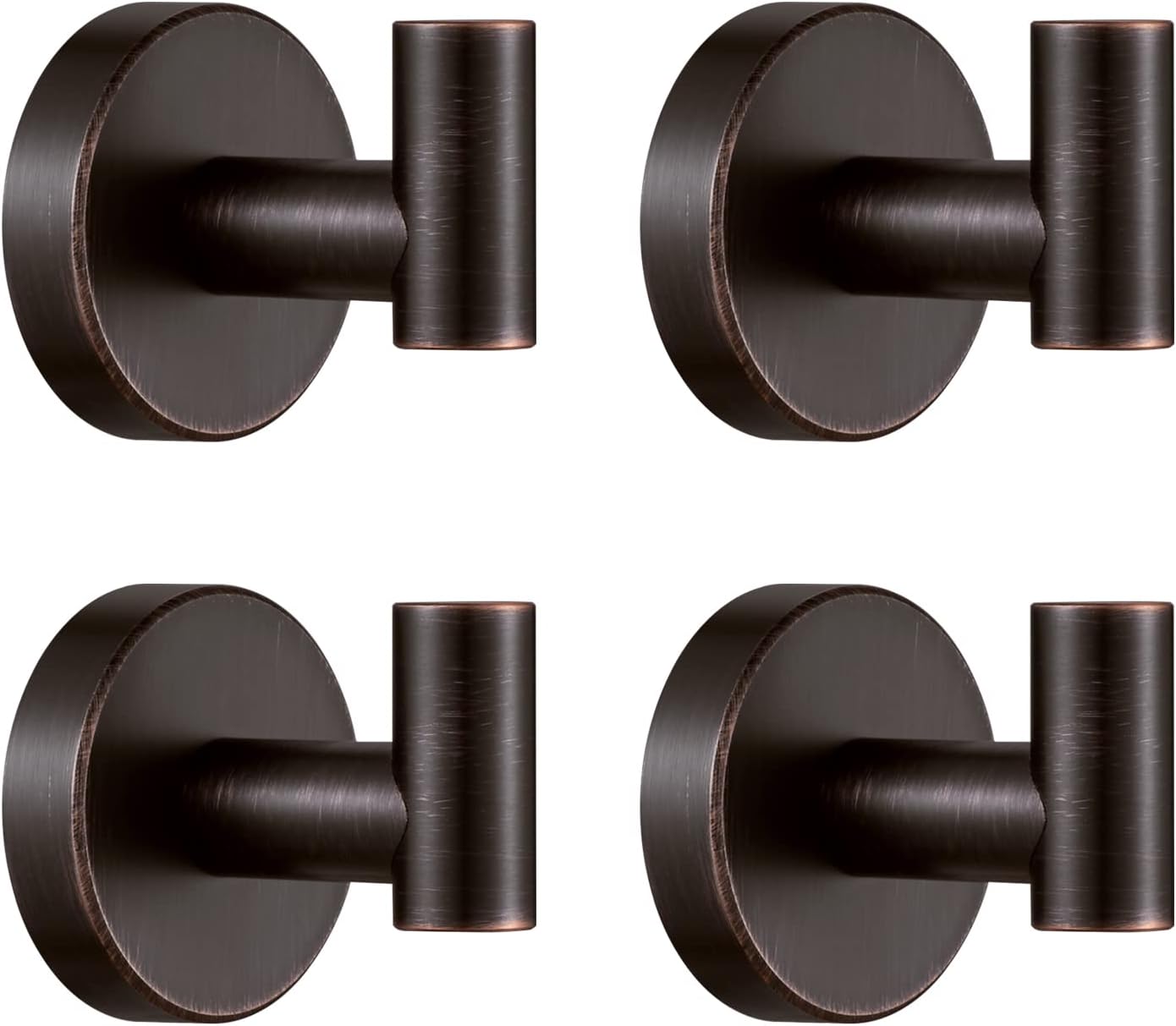 BigBig Home Bronze Towel Hooks, Bathroom Robe Hook Oil Rubbed, Bath Farmhouse Coat Clothes Hook Wall Mounted Rustic 4 Pack for Kitchen