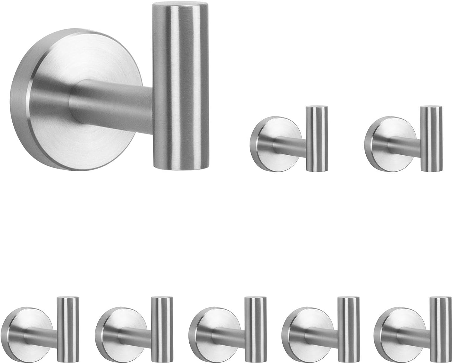 NearMoon Bath Towel Hooks- SUS 304 Stainless Steel Robe Hook Holder, Heavy Duty Coat Hook for Bathroom Livingroom Hotel Kitchen Garage, Wall Mounted (Brushed Nickel, 16 Pack)