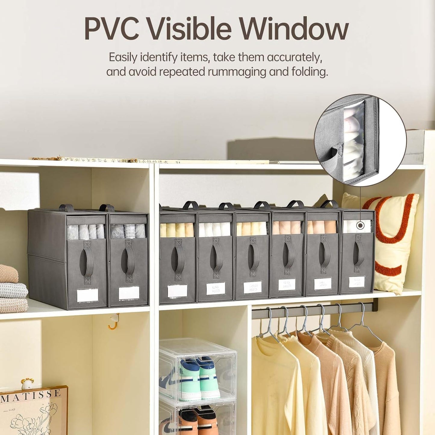 Linen Closet Organizers and Storage, 8 Pack Foldable Bedding Storage for Queen or King Size Bedsheets, Duvet Covers and Pillows