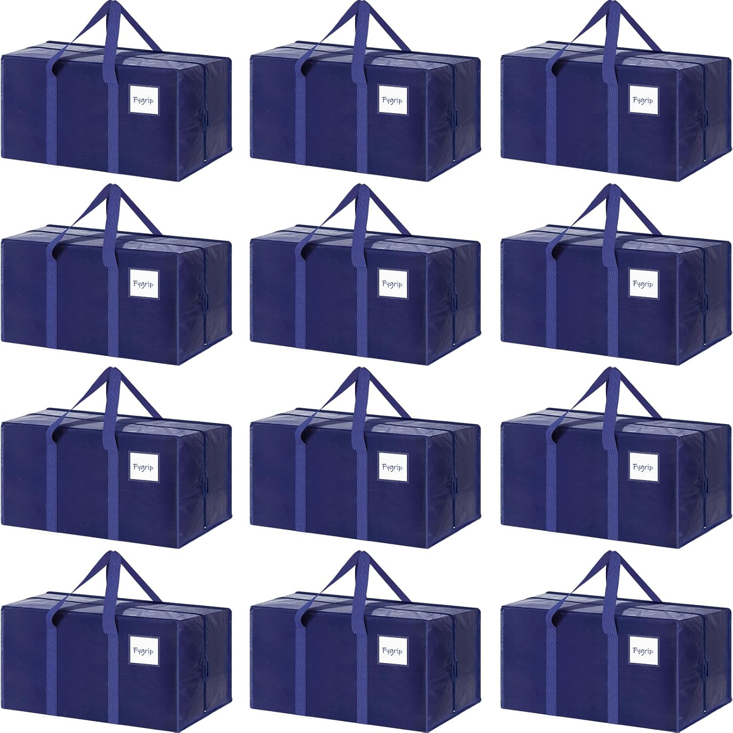 6 Pack Extra Heavy Duty Large Moving Bags with Strong Zipper & Comfortable Handles, Sturdy & Durable Clothes Storage Bags Totes Bins, Blue Packing Moving Boxes for College Supplies, Dark Blue