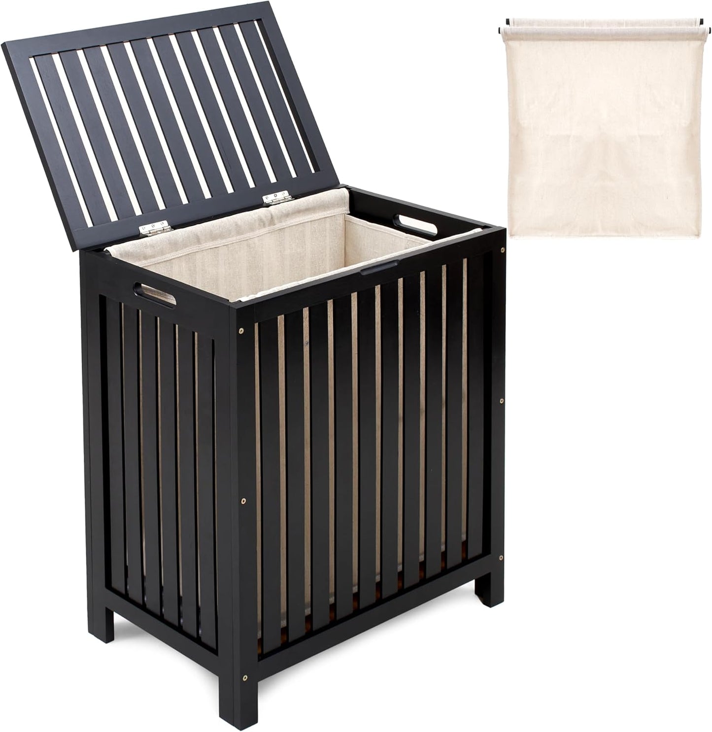 2LB Depot Laundry Hamper - 25x20x13-Inch Waterproof Bamboo Laundry Basket with Lid - Clothes Hamper for Clothes, Versatile Storage for Blankets, Toys, Towels - Suitable for Home Organization -110L