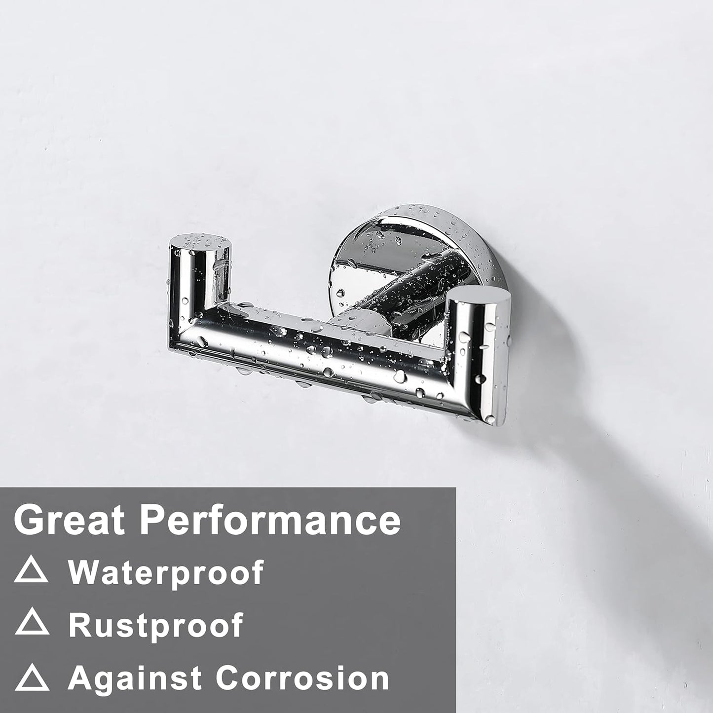 Towel Hooks For Bathrooms, Polished Chrome Towel Hook For Kitchen Bathroom, SUS304 Stainless Steel Coat Hook, Heavy Duty Double Holder Robe Hooks For Hanging Towels,Coats,Clothes,Wall Mount, 4 Pack