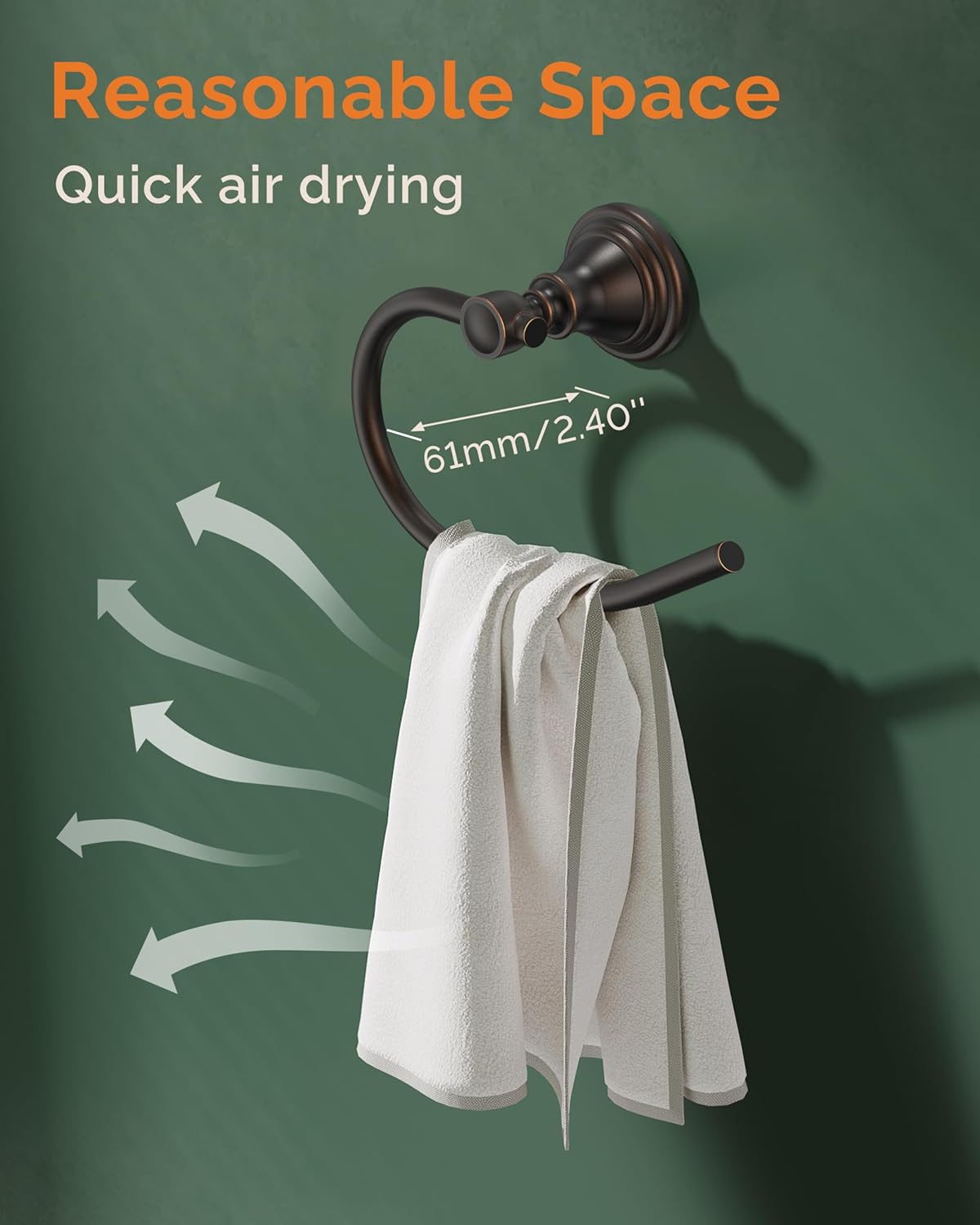 Towel Ring 2 Pack, Stainless Steel Hand Towel Holder for Bathroom Wall Mount, Heavy Duty Towel Hanger for Kitchen, Bath, RV (Oil Rubbed Bronze