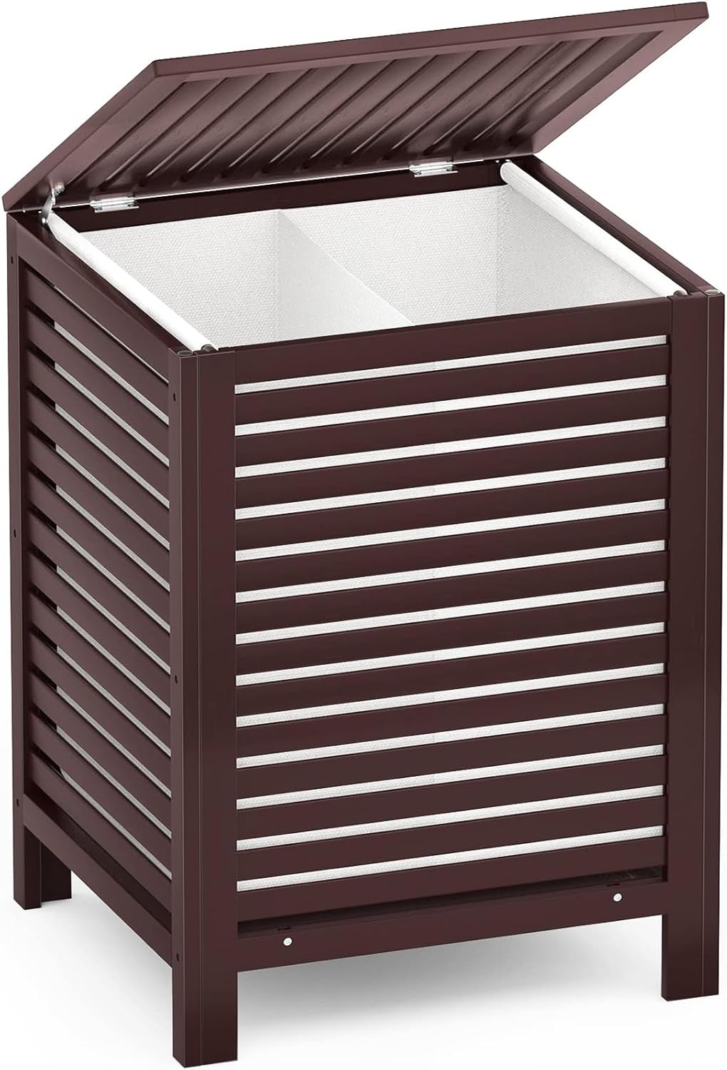 Homykic Bamboo Laundry Hamper with Lid, 120L Large Clothes Laundry Sorter with Removable 2-Section Liner Bag, Raised Laundry Basket Organizer for Clothing, Bathroom, Bedroom, Laundry Room, Natural