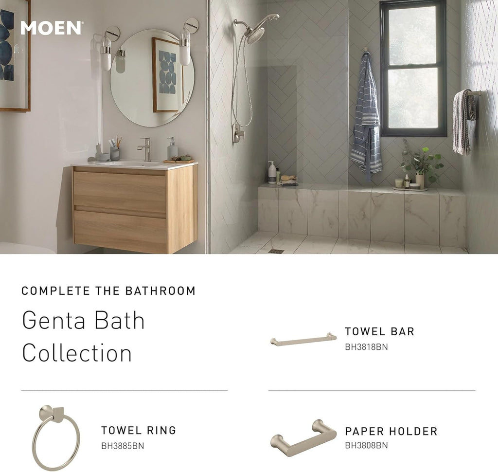 Moen Genta LX Brushed Nickel Modern Wall Mount Bathroom Hand Towel Ring, BH3885BN