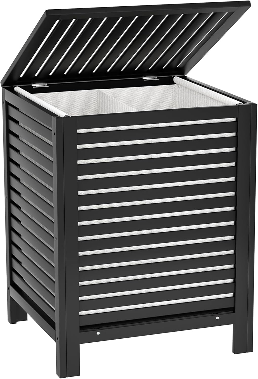 Homykic Bamboo Laundry Hamper with Lid, 120L Large Clothes Laundry Sorter with Removable 2-Section Liner Bag, Raised Laundry Basket Organizer for Clothing, Bathroom, Bedroom, Laundry Room, Natural