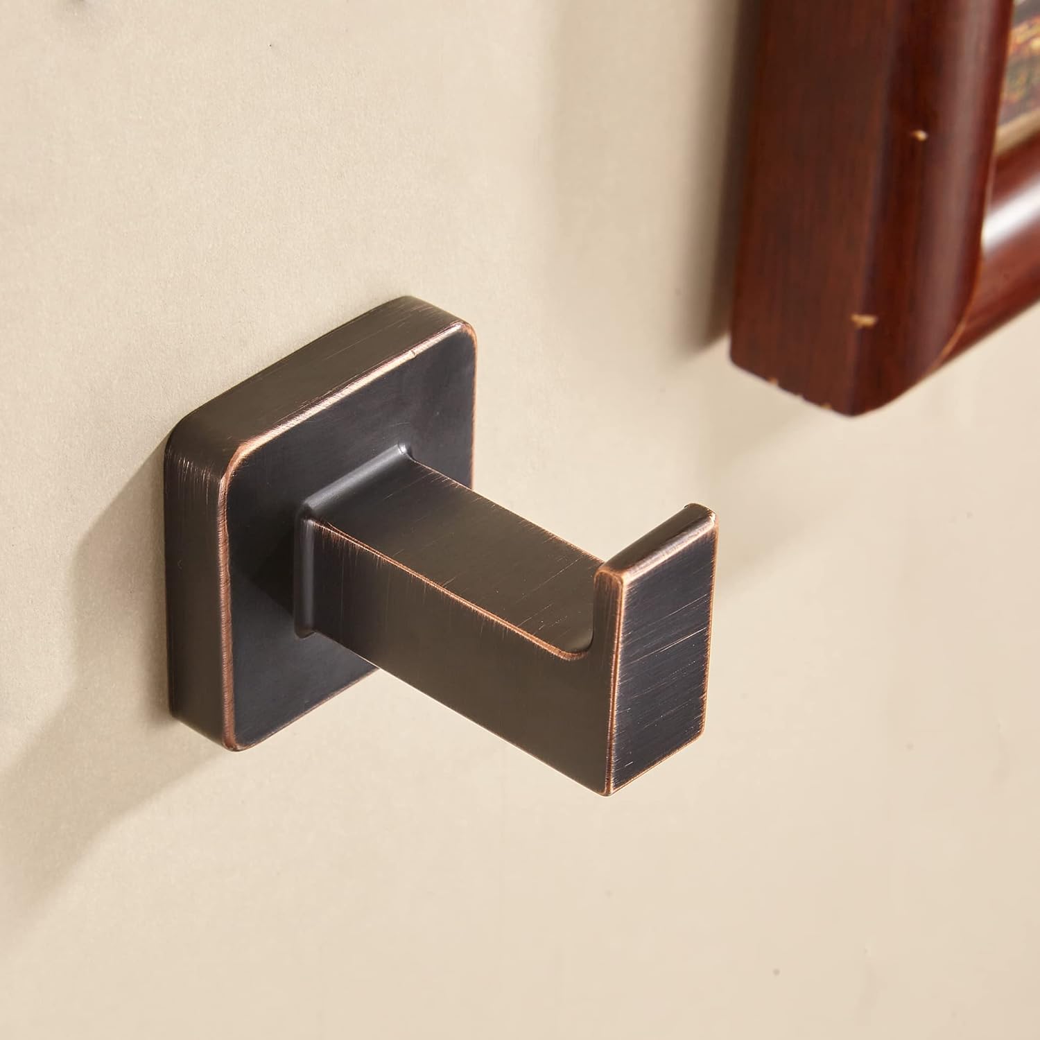FORBATH Bronze Towel Hooks, Bathroom Robe Hook Wall Mounted, Oil Rubbed Bronze Square Wall Hat Coat Hooks 4 Pieces
