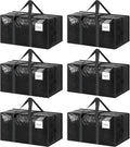 6 Pack Extra Heavy Duty Large Moving Bags with Strong Zipper & Comfortable Handles, Sturdy & Durable Clothes Storage Bags Totes Bins, Blue Packing Moving Boxes for College Supplies, Dark Blue