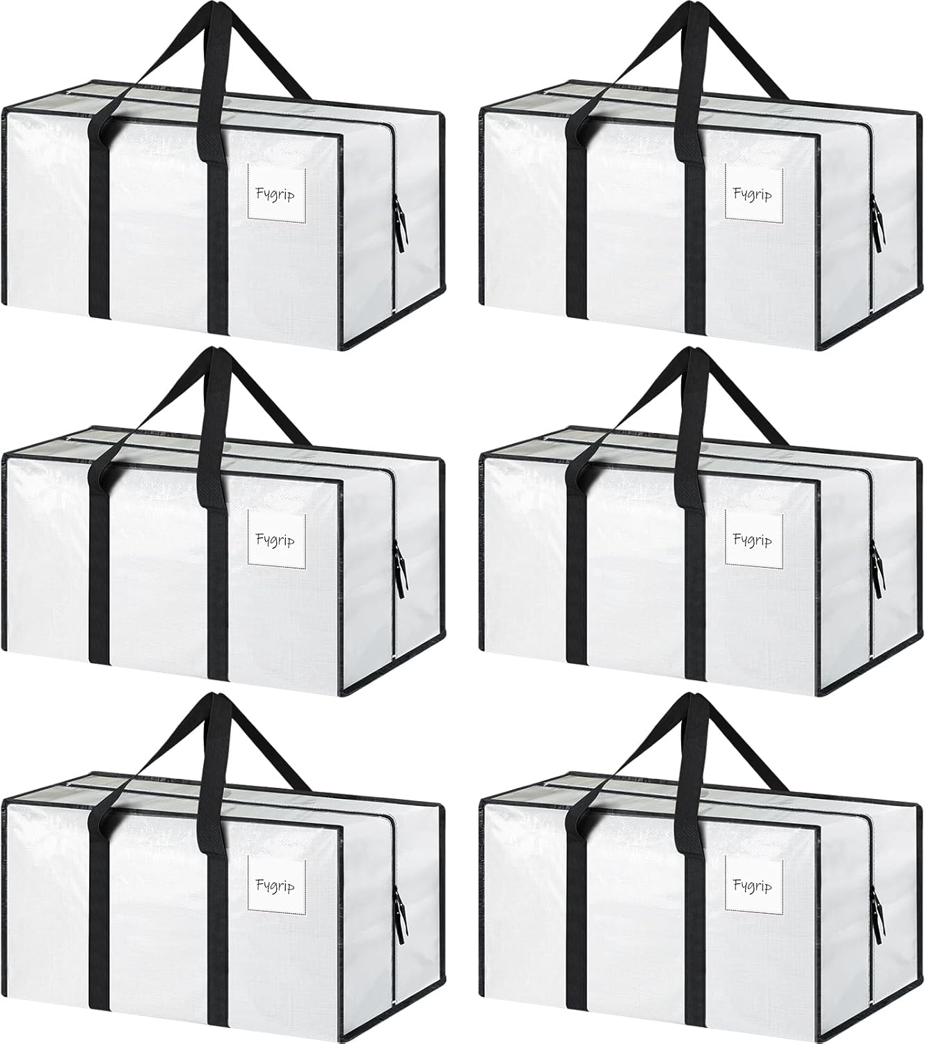 6 Pack Extra Heavy Duty Large Moving Bags with Strong Zipper & Comfortable Handles, Sturdy & Durable Clothes Storage Bags Totes Bins, Blue Packing Moving Boxes for College Supplies, Dark Blue