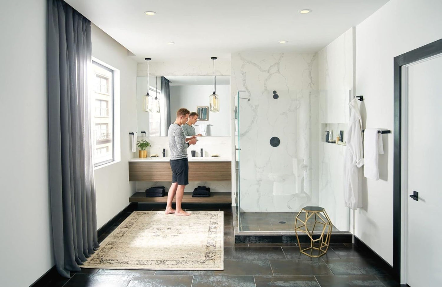 Moen Align Matte Black Modern Double Swivel Robe Hook, YB0402BL