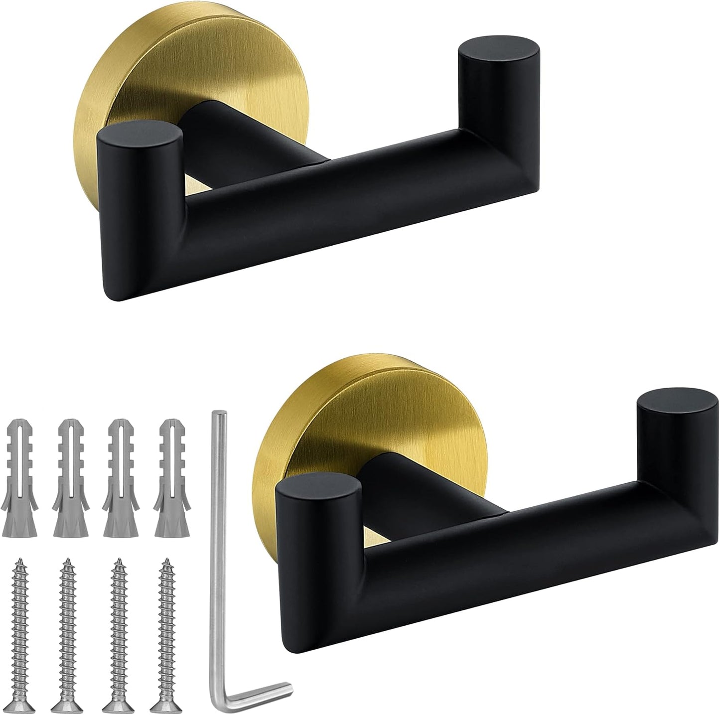 Towel Hooks For Bathrooms, Polished Chrome Towel Hook For Kitchen Bathroom, SUS304 Stainless Steel Coat Hook, Heavy Duty Double Holder Robe Hooks For Hanging Towels,Coats,Clothes,Wall Mount, 4 Pack