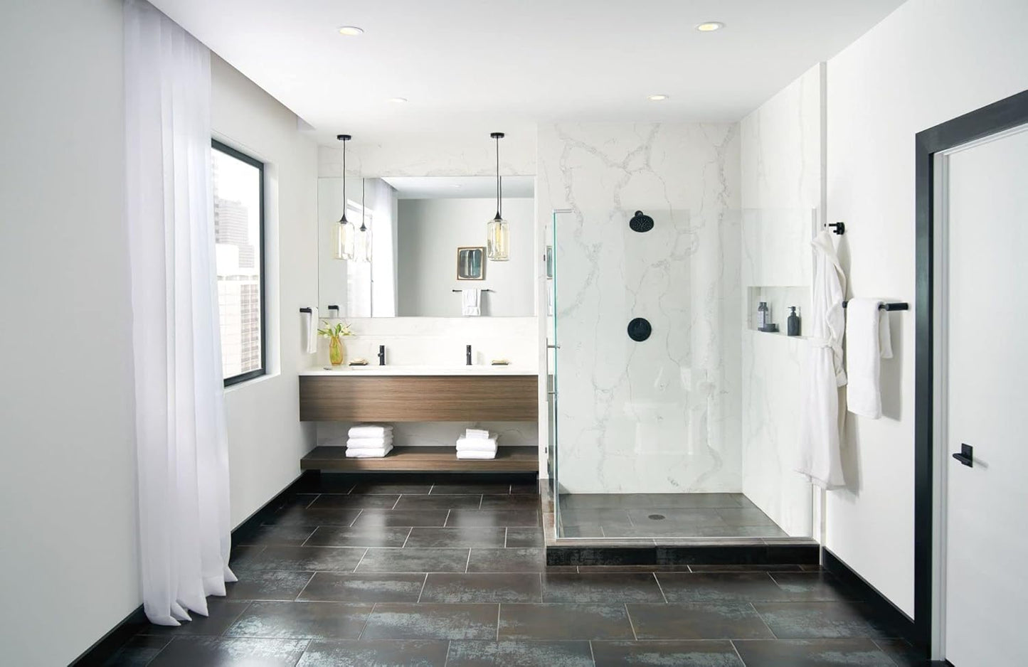 Moen Align Matte Black Modern Double Swivel Robe Hook, YB0402BL