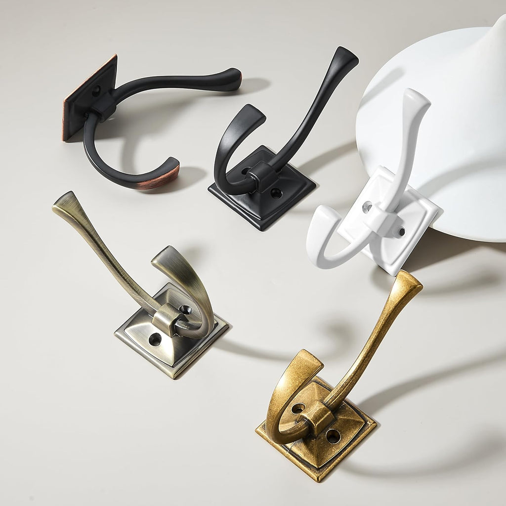 khtumeware Wall Hooks,10 Pack Coat Hooks Hardware Towel Hooks for Hanging Coats Matte Brushed Nickel Robe Hooks Wall Mounted with Screws for Key, Towel, Bags, Cup.