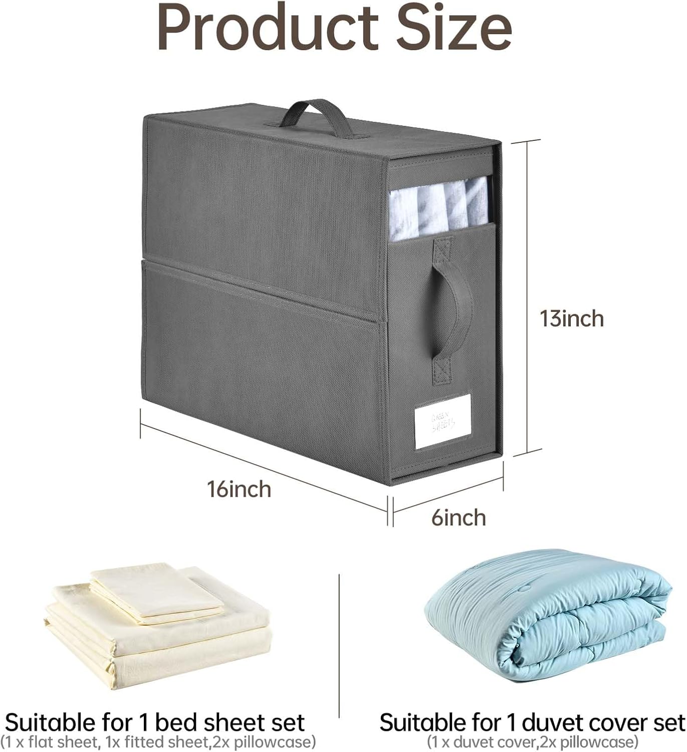 Linen Closet Organizers and Storage, 8 Pack Foldable Bedding Storage for Queen or King Size Bedsheets, Duvet Covers and Pillows