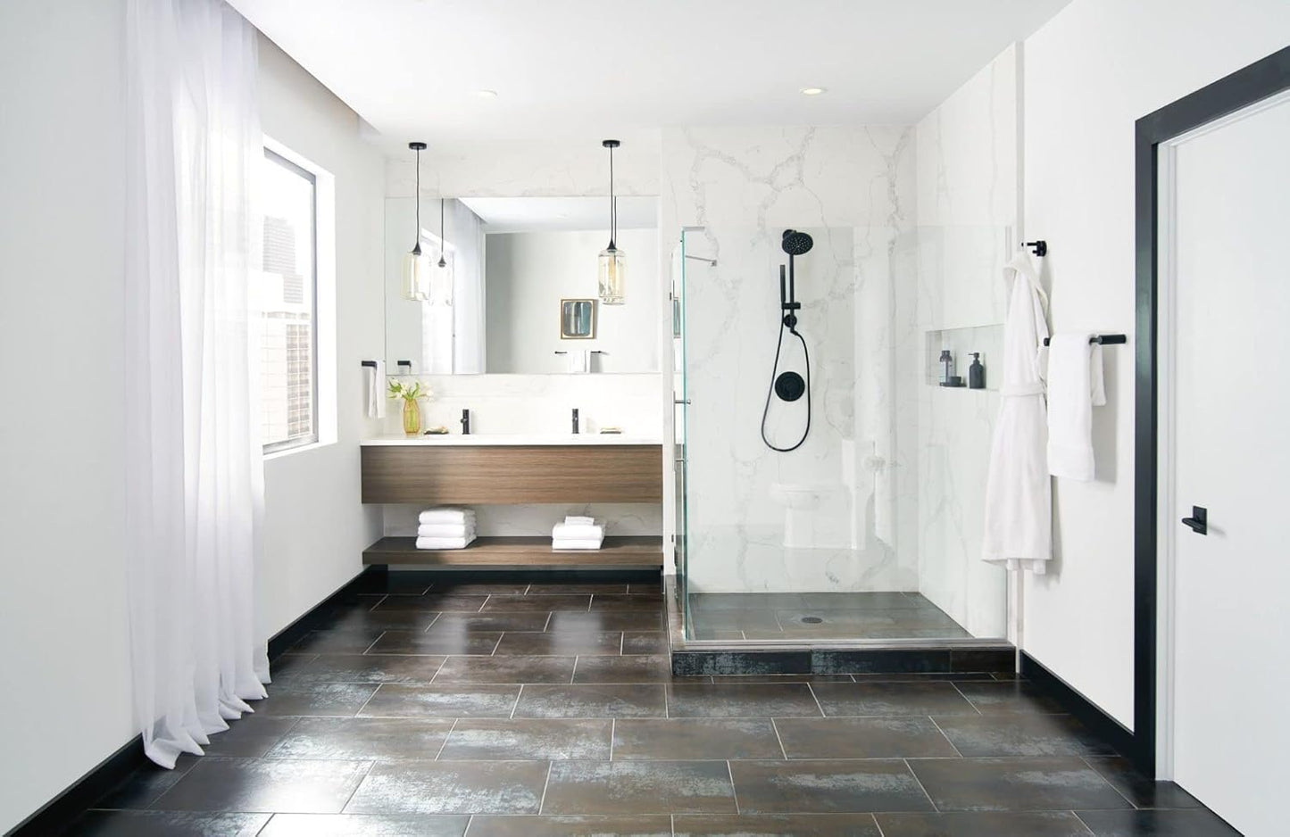 Moen Align Matte Black Modern Double Swivel Robe Hook, YB0402BL