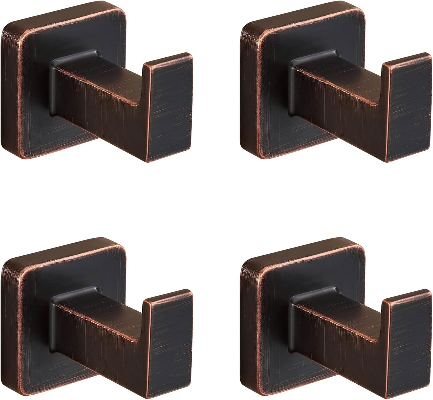 FORBATH Bronze Towel Hooks, Bathroom Robe Hook Wall Mounted, Oil Rubbed Bronze Square Wall Hat Coat Hooks 4 Pieces